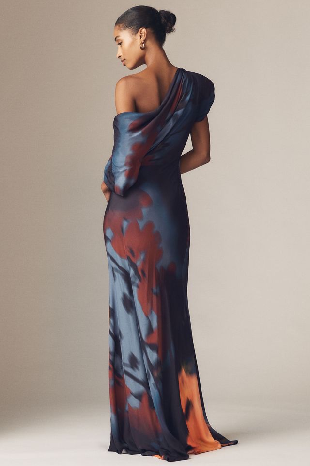 Sisters. Angelina Asymmetric Draped One-Shoulder Maxi Dress #1