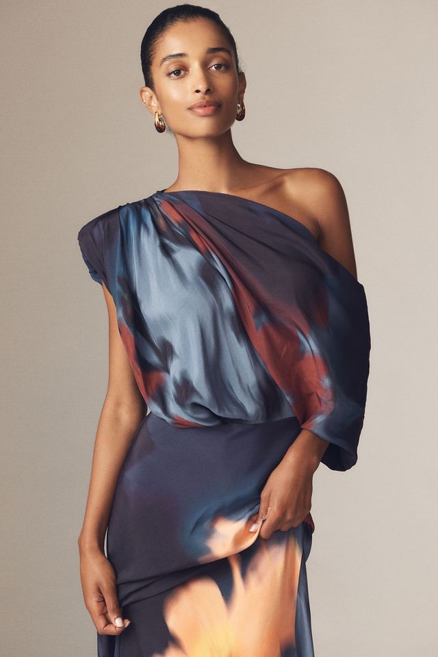 Sisters. Angelina Asymmetric Draped One-Shoulder Maxi Dress #2
