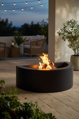 Weathering Steel Demi Fire Pit, Black