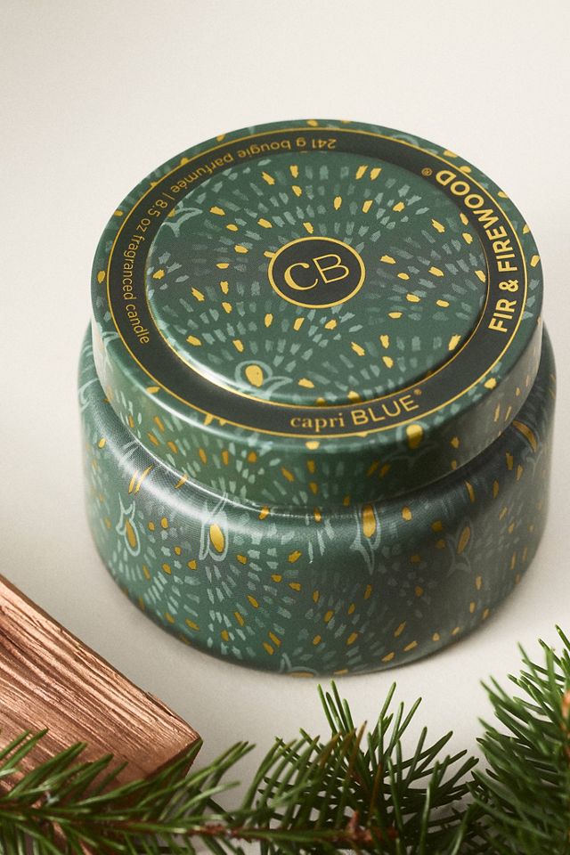 Capri Blue Woody Fir & Firewood Tin Candle #1