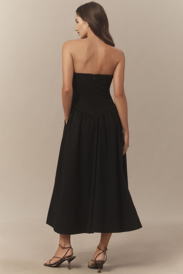 BHLDN Strapless Scallop Drop-Waist Midi Dress