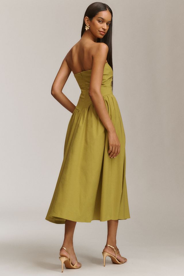 BHLDN Strapless Scallop Drop-Waist Midi Dress #1