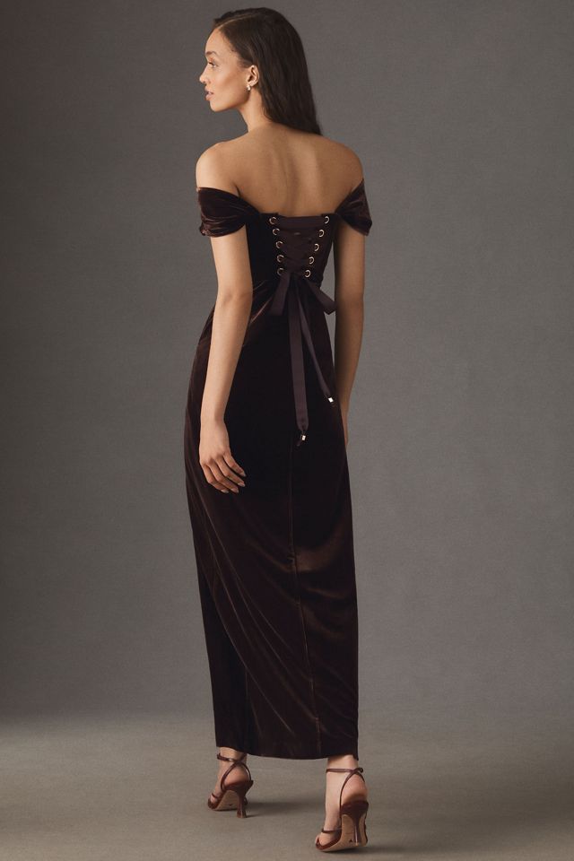 BHLDN Lana Off-Shoulder Velvet Maxi Dress #2