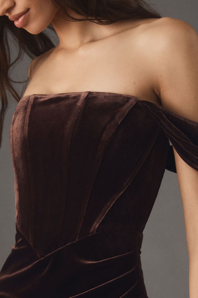 BHLDN Lana Off-Shoulder Velvet Maxi Dress #3