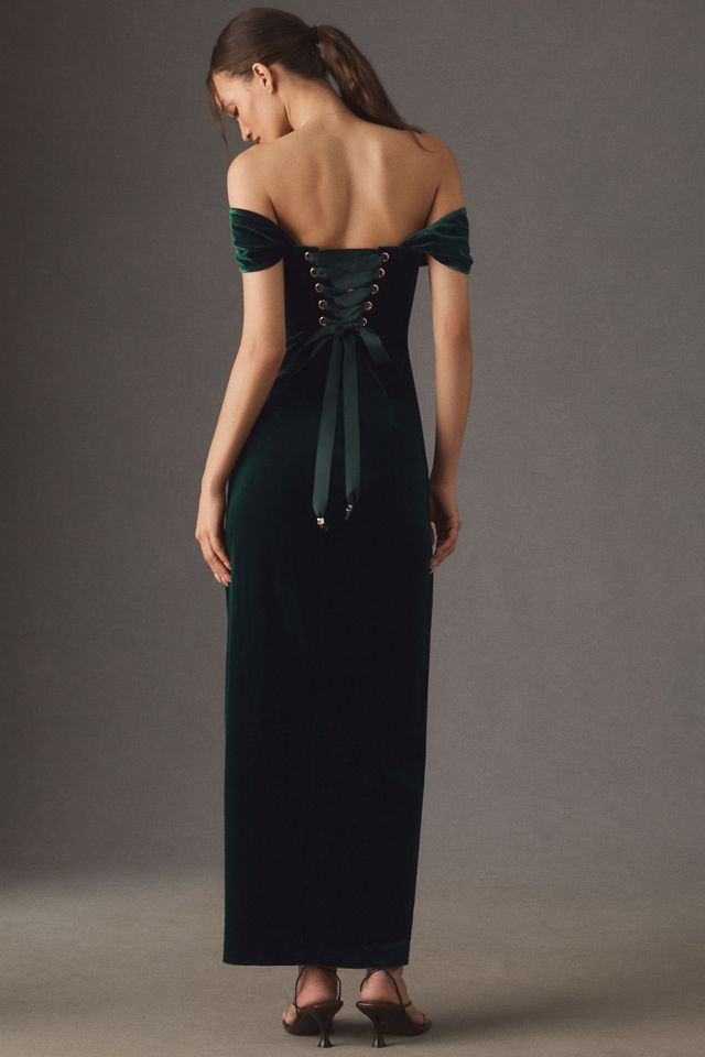 BHLDN Lana Off-Shoulder Velvet Maxi Dress #1