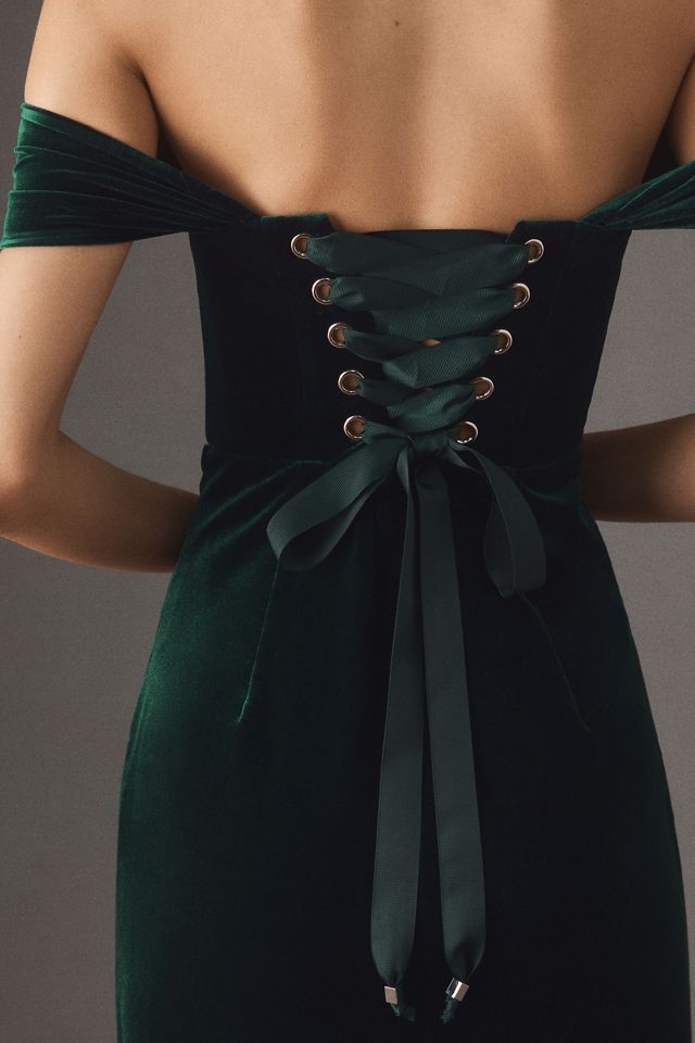 BHLDN Lana Off-Shoulder Velvet Maxi Dress #3