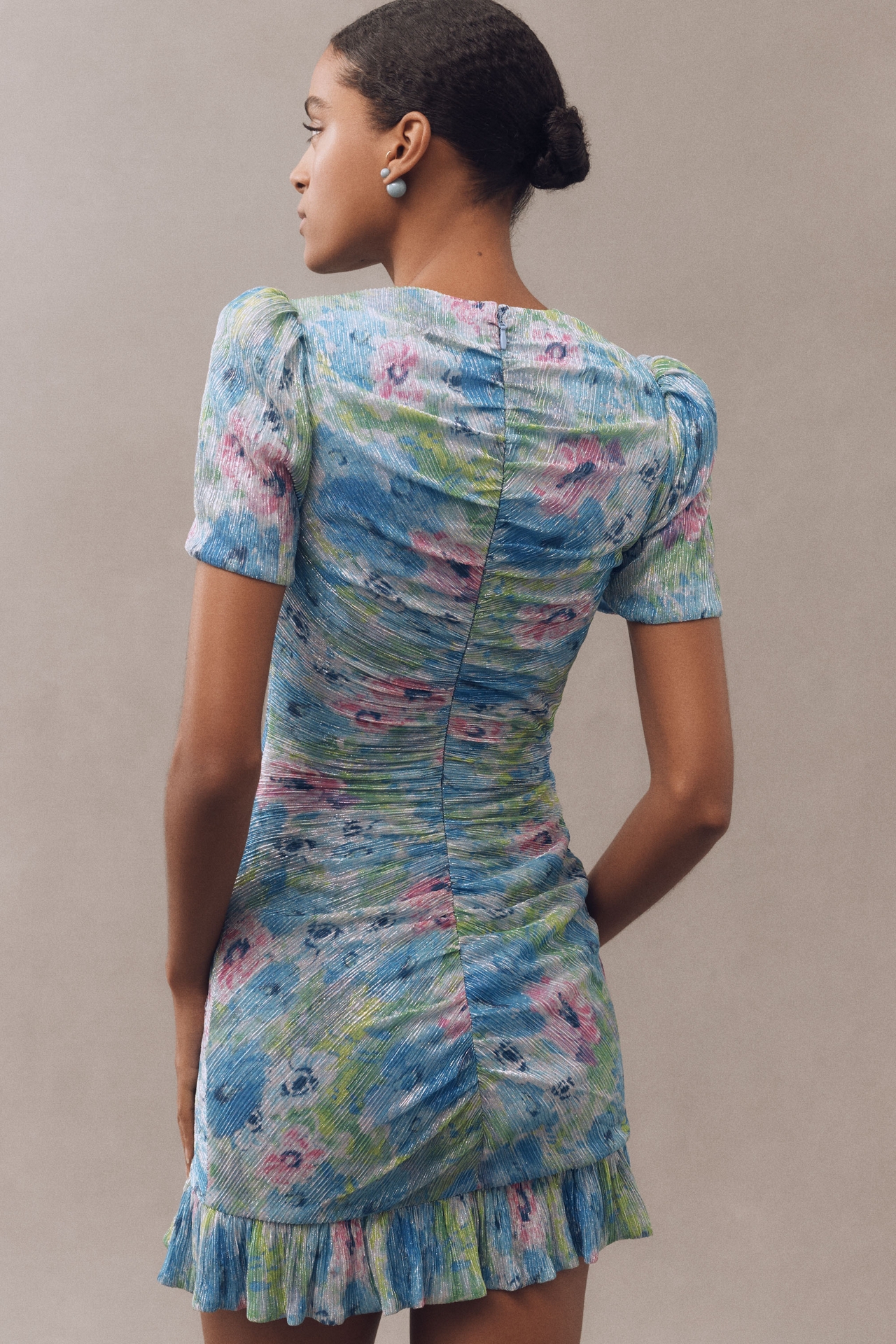Dress The Population Chandler Short-Sleeve Ruched Fitted Mini
