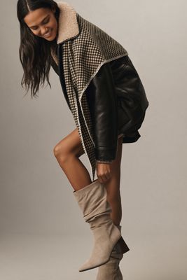 By Anthropologie Scrunch Suede Block-Heel Boots