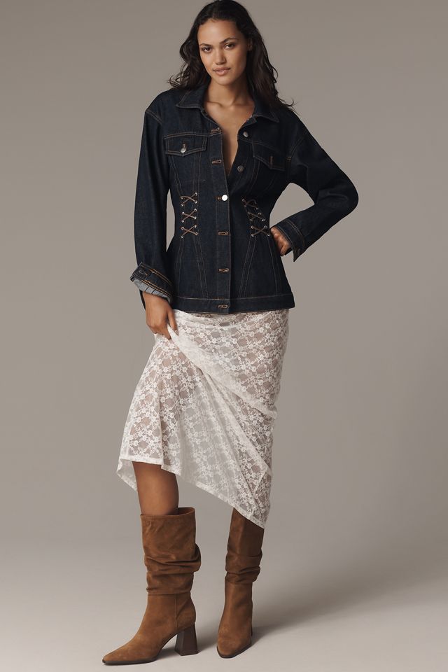 By Anthropologie Scrunch Suede Block-Heel Boots