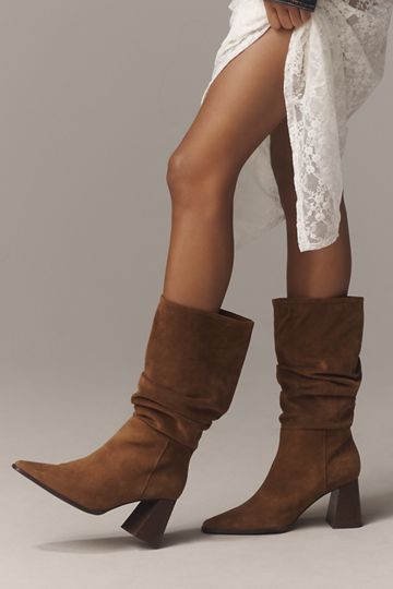 Schutz Maryana Slouch Suede Heeled Boots