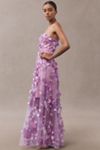 Dress The Population Melissa Strapless Sequin Floral Appliqué Maxi Dress