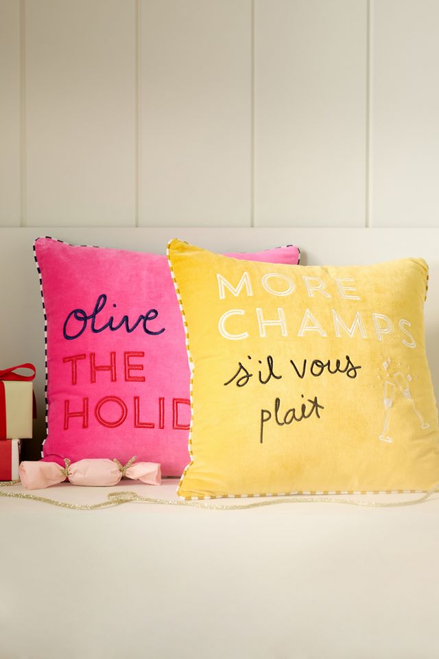 Natalie Cotton Velvet Embroidered Pillow #1