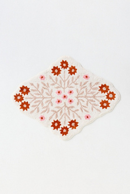 Ellen Merchant Tufted Floral Cotton Bath Mat In Sand