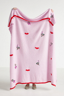 Anthropologie Diane Knitted Icon Throw Blanket In Pink