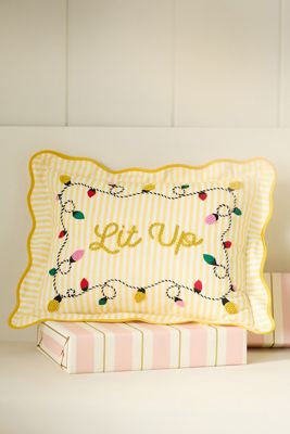 Marlise Embroidered Cotton Holiday Pillow