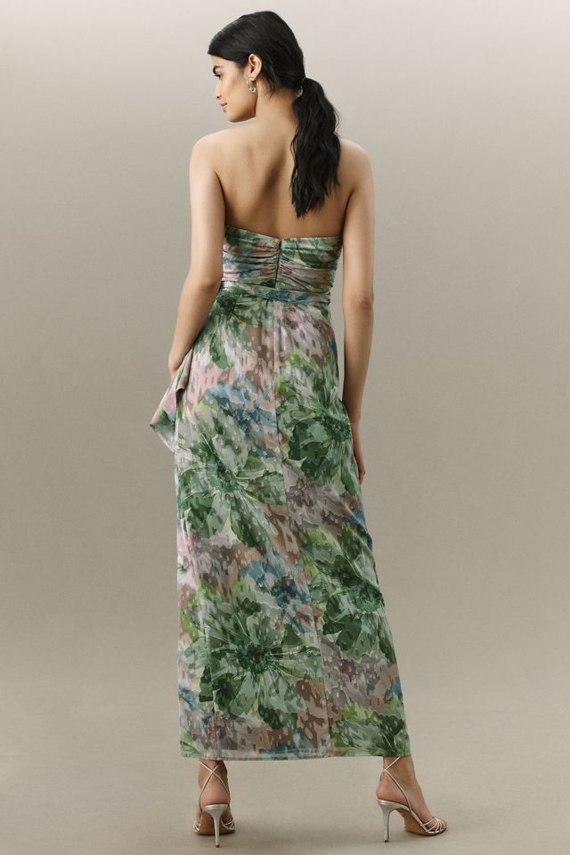 Hutch Julietta Strapless Chiffon Column Maxi Dress #1