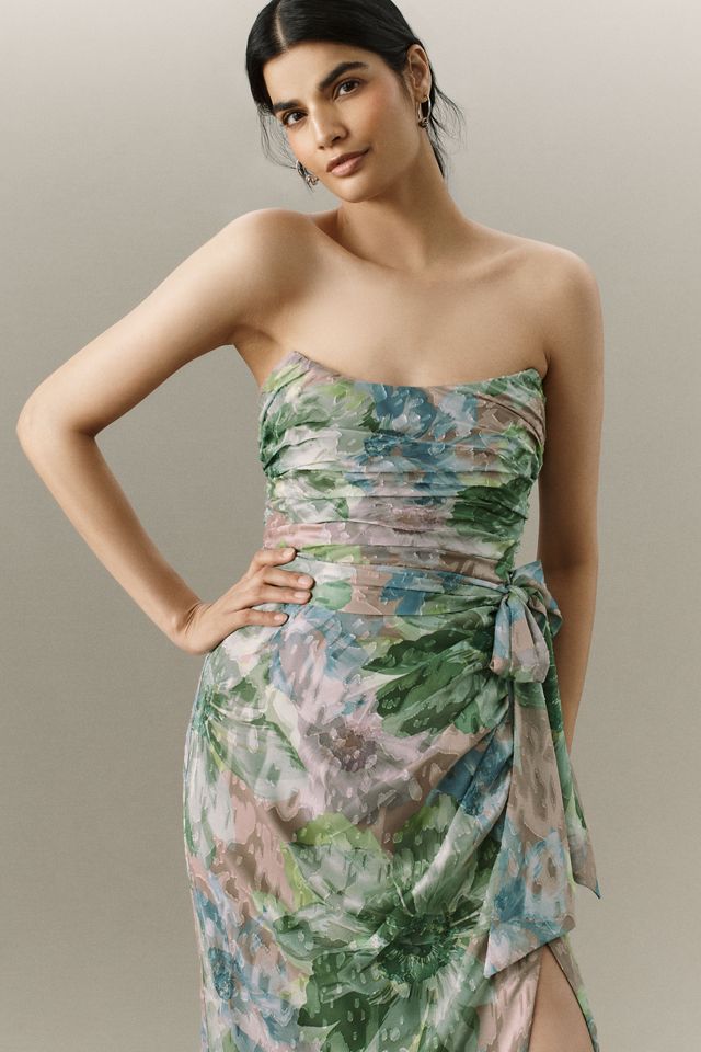 Hutch Julietta Strapless Chiffon Column Maxi Dress #2