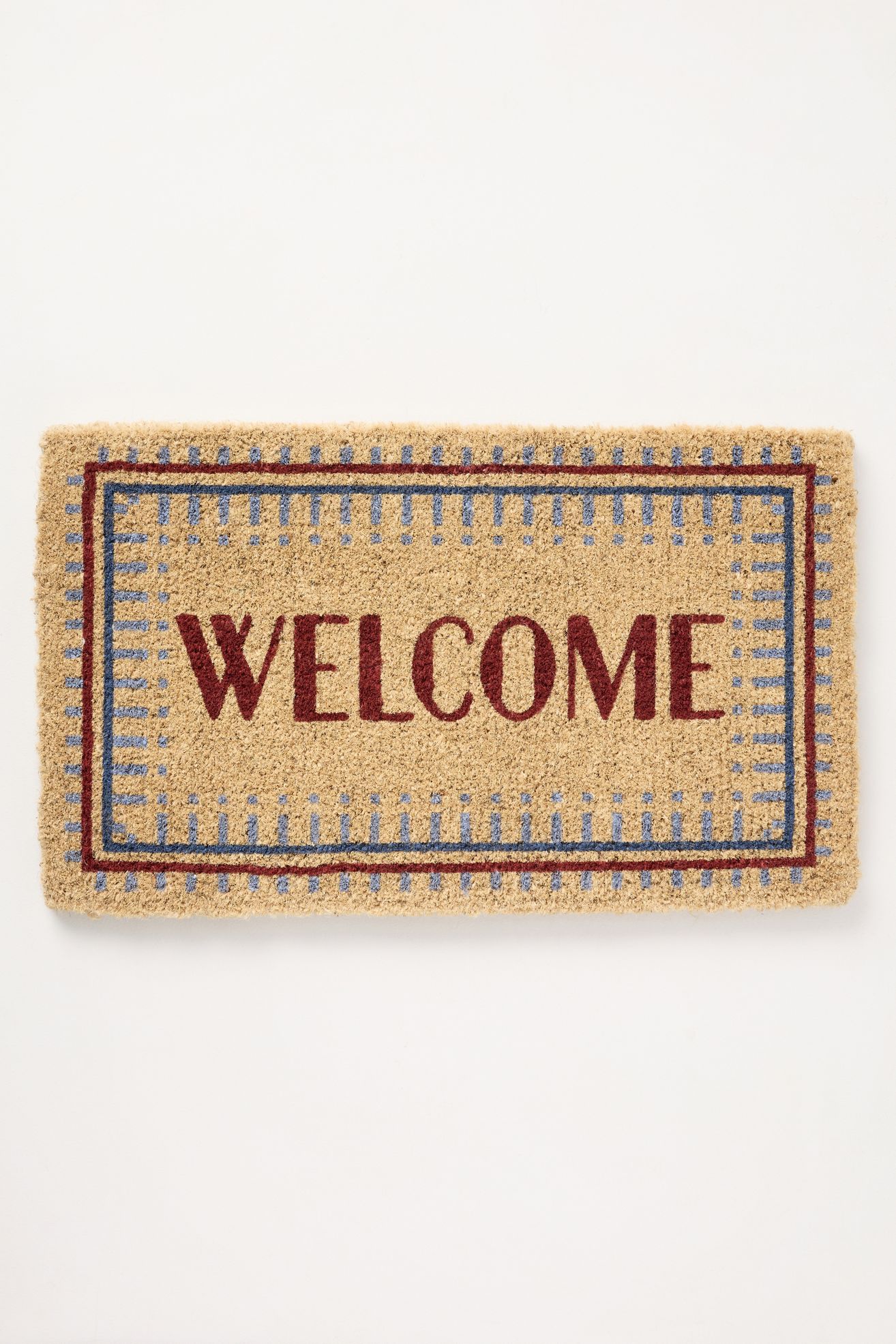Welcome Border Printed Coir Doormat - Wine, Standard, 18" x 30"