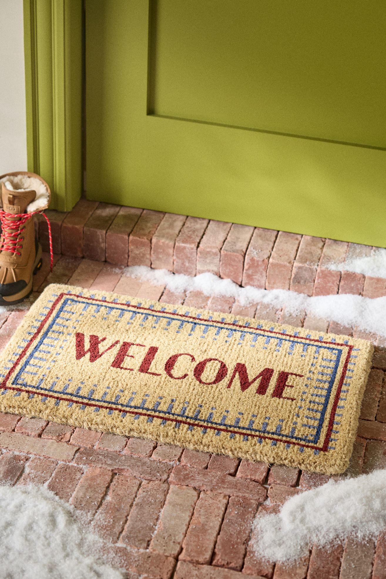 Welcome Border Printed Coir Doormat - Wine, Standard, 18" x 30"