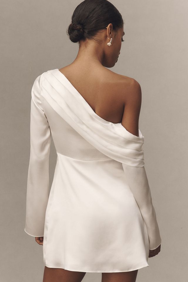 BHLDN Long-Sleeve Asymmetric Off-Shoulder Mini Dress #1