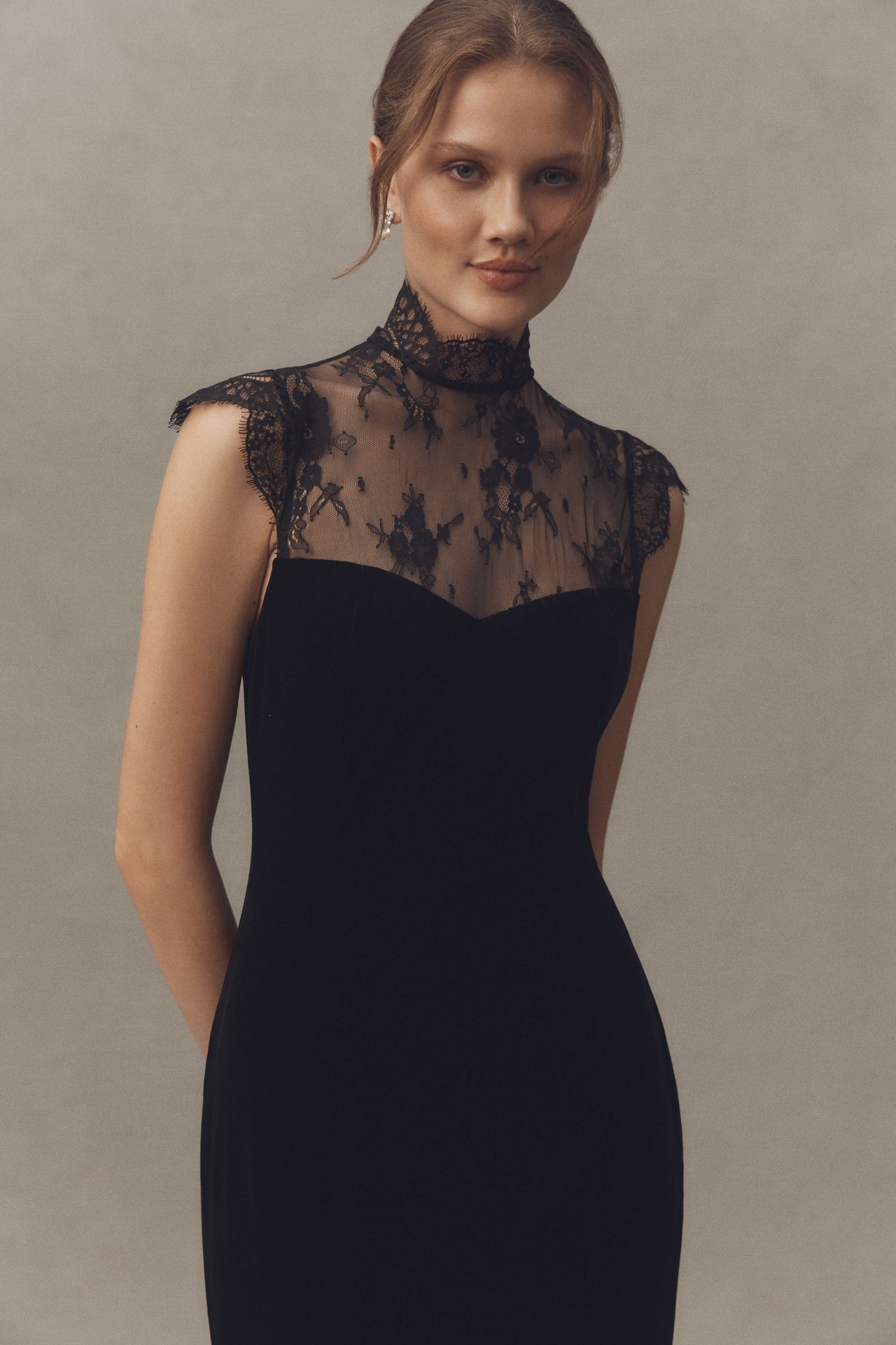 BHLDN High-Neck Lace Maxi Dress