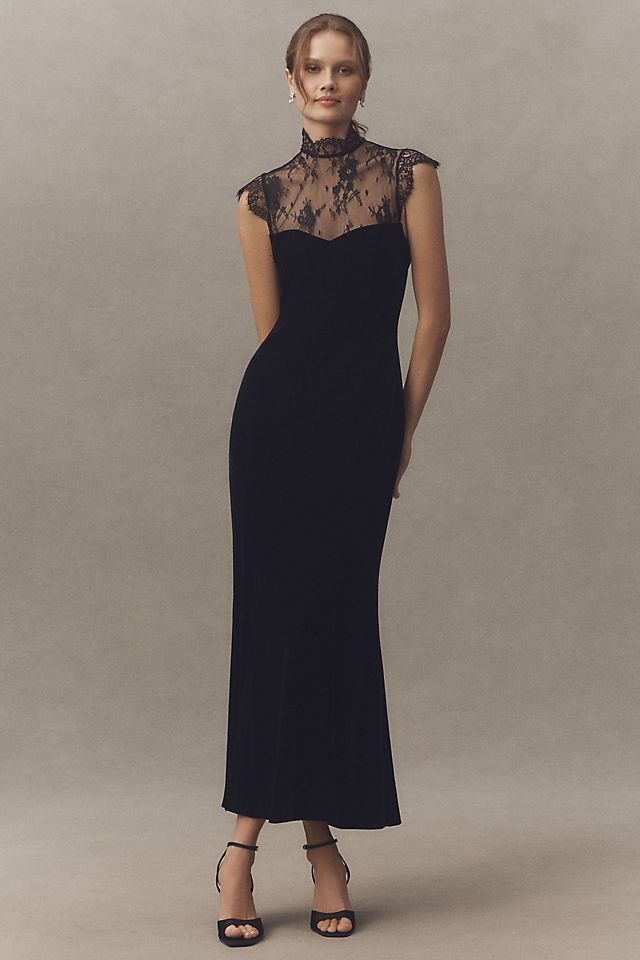 velvet and lace dress V-Neck Gown Introducing the Yachira Burgundy Velvet Lace Flare Sleeve Mini Dress Purple Velvet Maxi Dress with
