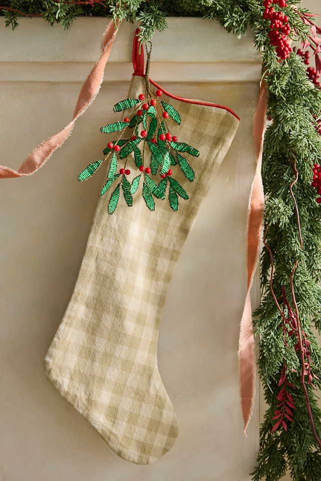 Beaded Mistletoe Stocking Charm #1