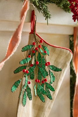 Beaded Mistletoe Stocking Charm