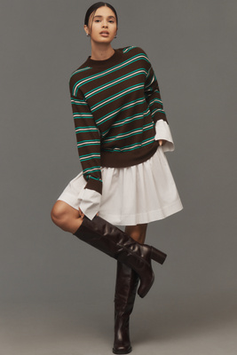 By Anthropologie Tall Block-heel Boots In Brown