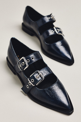 Maeve Double Strap Buckle Mary Janes In Black