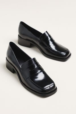 Maeve Square-Toe Loafer Heels