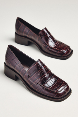 Maeve Square-toe Loafer Heels In Brown