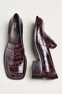 Maeve Square-Toe Loafer Heels