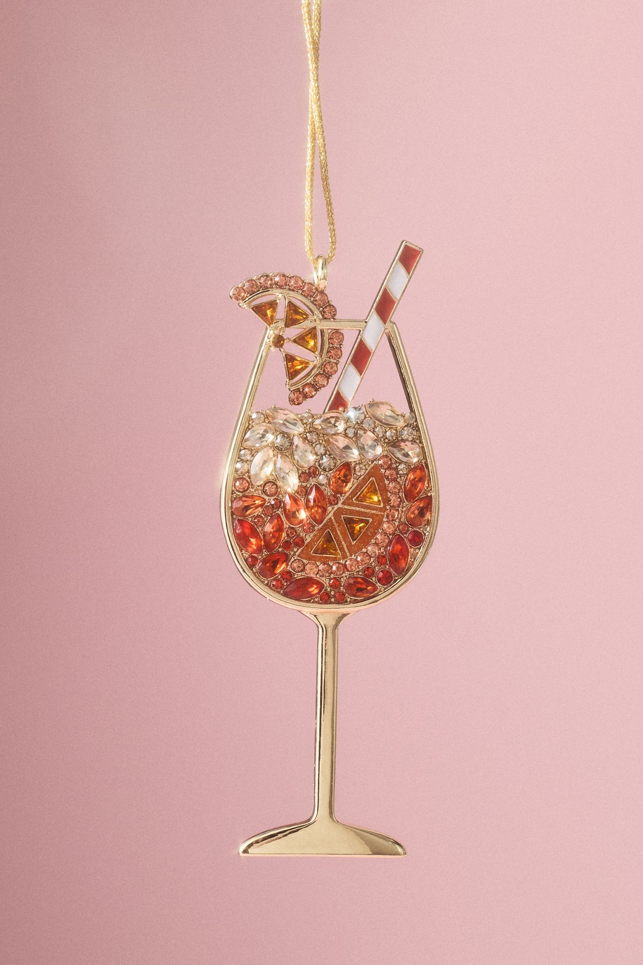 BaubleBar x Anthropologie Jeweled Cocktail Ornament - Aperol Spritz, Standard, Assorted