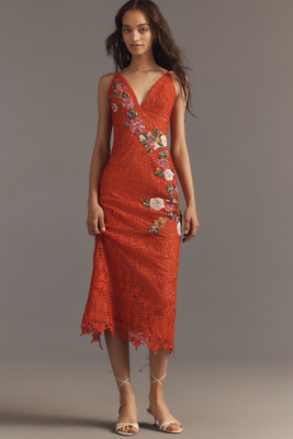 Helsi Martine Sleeveless 3d Floral Sequin Lace Midi Dress In Multi