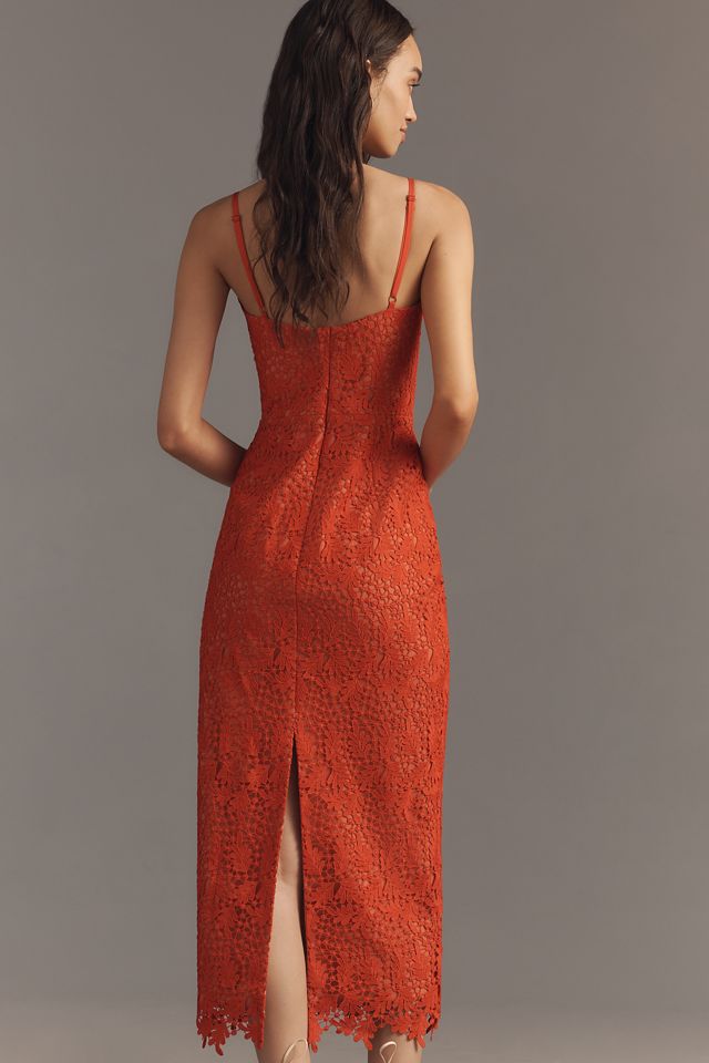 Anthropologie ★ Helsi Martine Floral Sequin Lace Midi Dress Helsi Martine Sleeveless 3D Floral Sequin Lace Midi Dress
