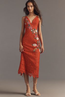 Helsi Martine Sleeveless 3D Floral Sequin Lace Midi Dress 