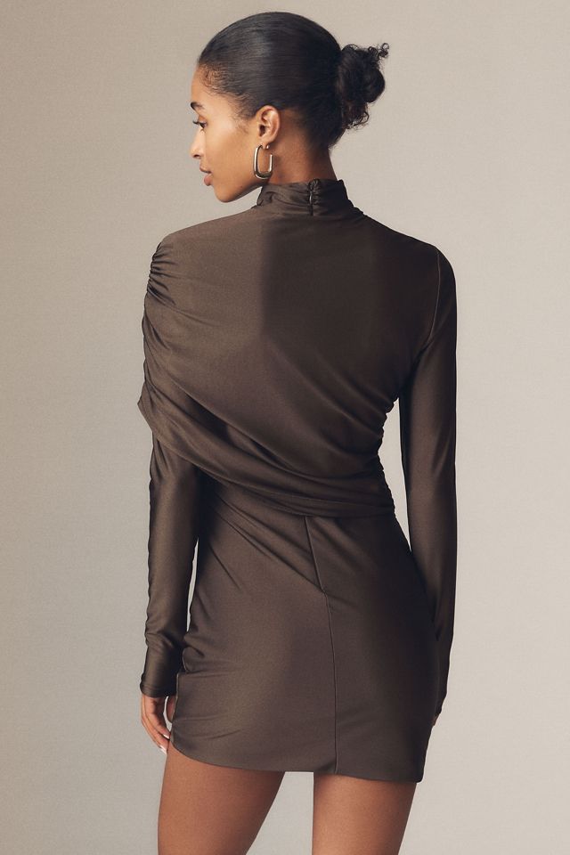 ET OCHS Fallon Long-Sleeve Mock-Neck Mini Dress #1