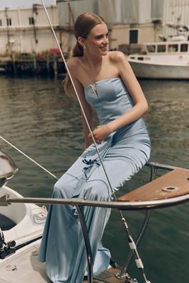 ET OCHS Selena Strapless Ruched Stretch Jersey Maxi Dress