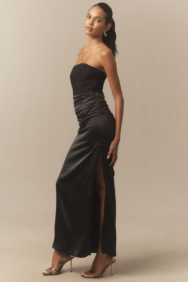 BHLDN Anastasia Strapless Satin Crepe Combo Maxi Dress #3