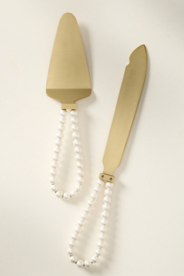 Anthropologie Perla Cake Serve Set In Gold