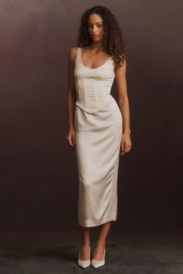 Reformation Elina Sleeveless Corset Satin Midi Dress