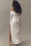 BHLDN Off-Shoulder Mesh Satin Wrap Maxi Dress