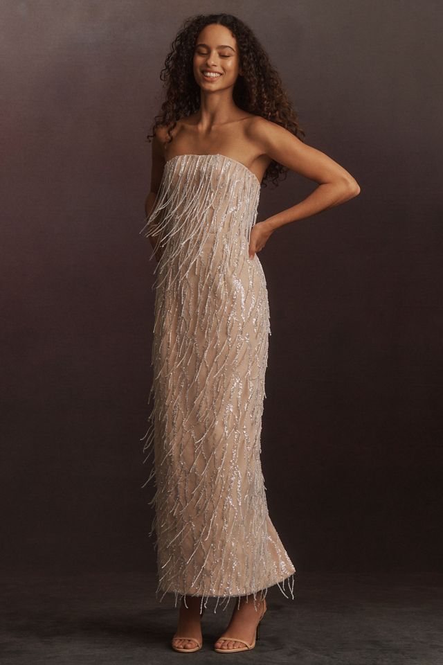 Helsi Ramona Strapless Beaded Fitted Maxi Dress | Anthropologie