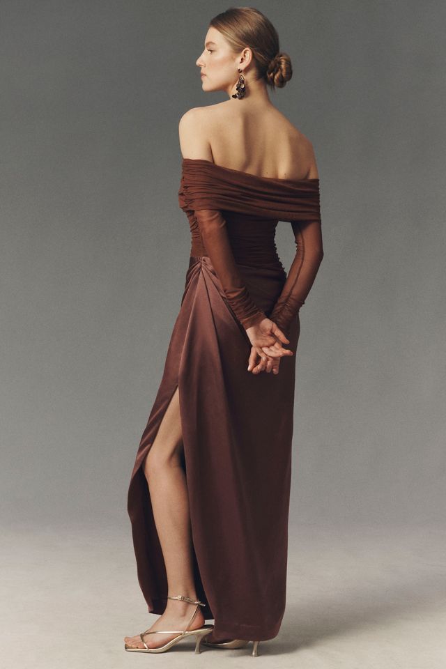 bhldn dani long-sleeve open-back fit & flare maxi dress Dana Long Sleeves with Open Back Dress – Noire main image 0