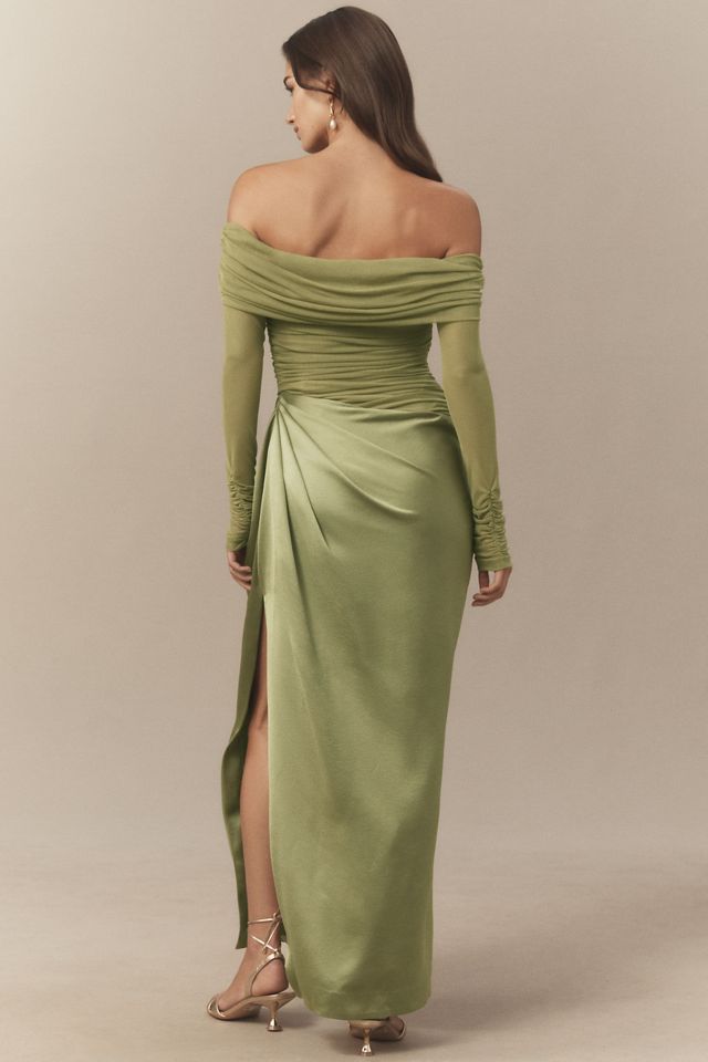 BHLDN Off-Shoulder Long-Sleeve Stretch Mesh Midi Dress #1