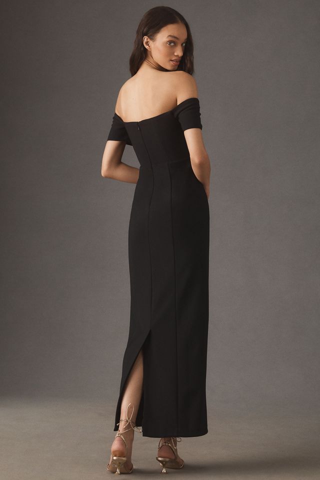chinese dress ladies LOTUS TAFFETA BUSTIER COLUMN DRESS IN BLACK | CULT MIA