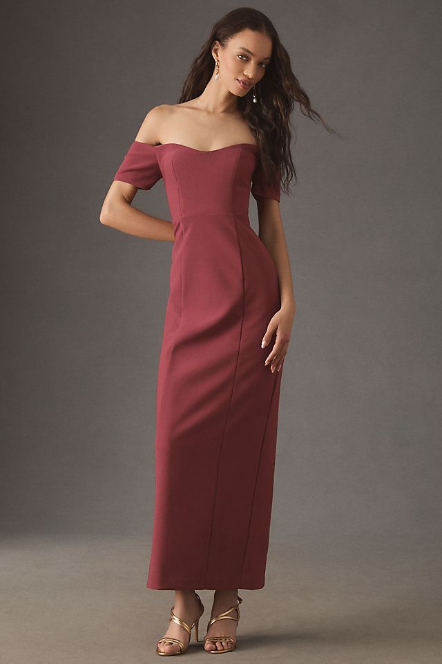 burgundy dress holiday Juliette V Neck Dress main image 1