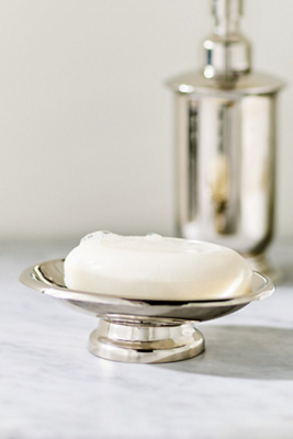 Anthropologie Bedford Brass Soap Dish In Silver