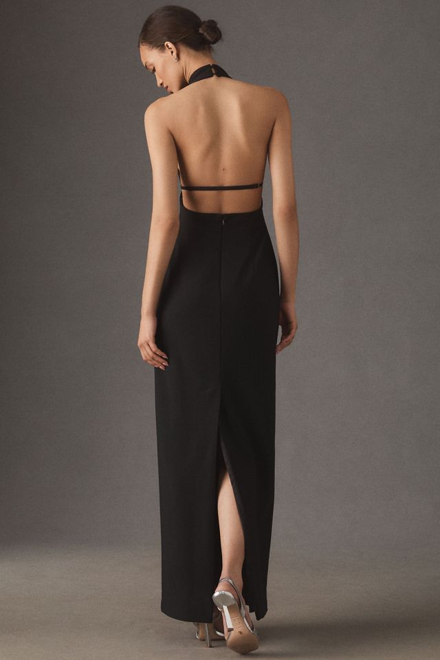 BHLDN High-Neck Open-Back Crepe Maxi Dress #1